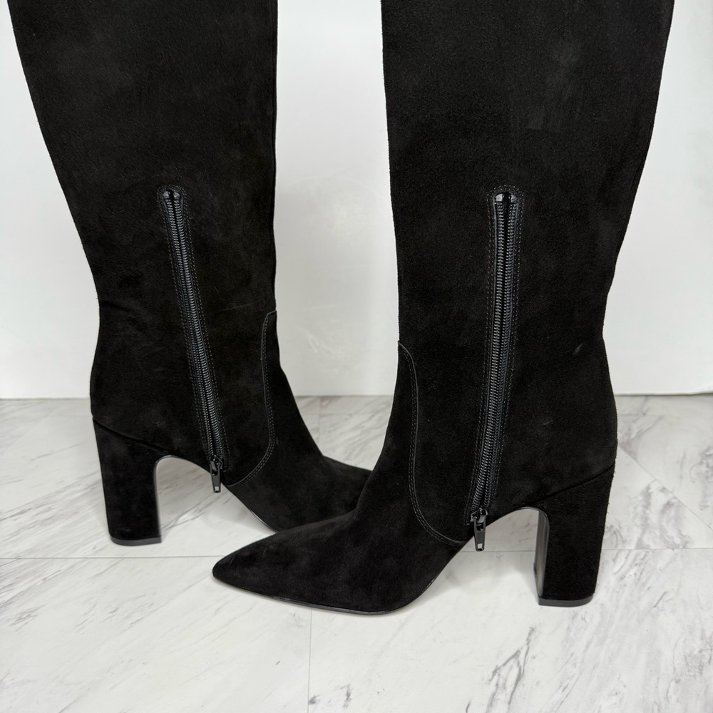 Steve Madden Evey Black Suede Pointy Toe Heeled Tall Boot 7 1/2 M - Picture 7 of 15